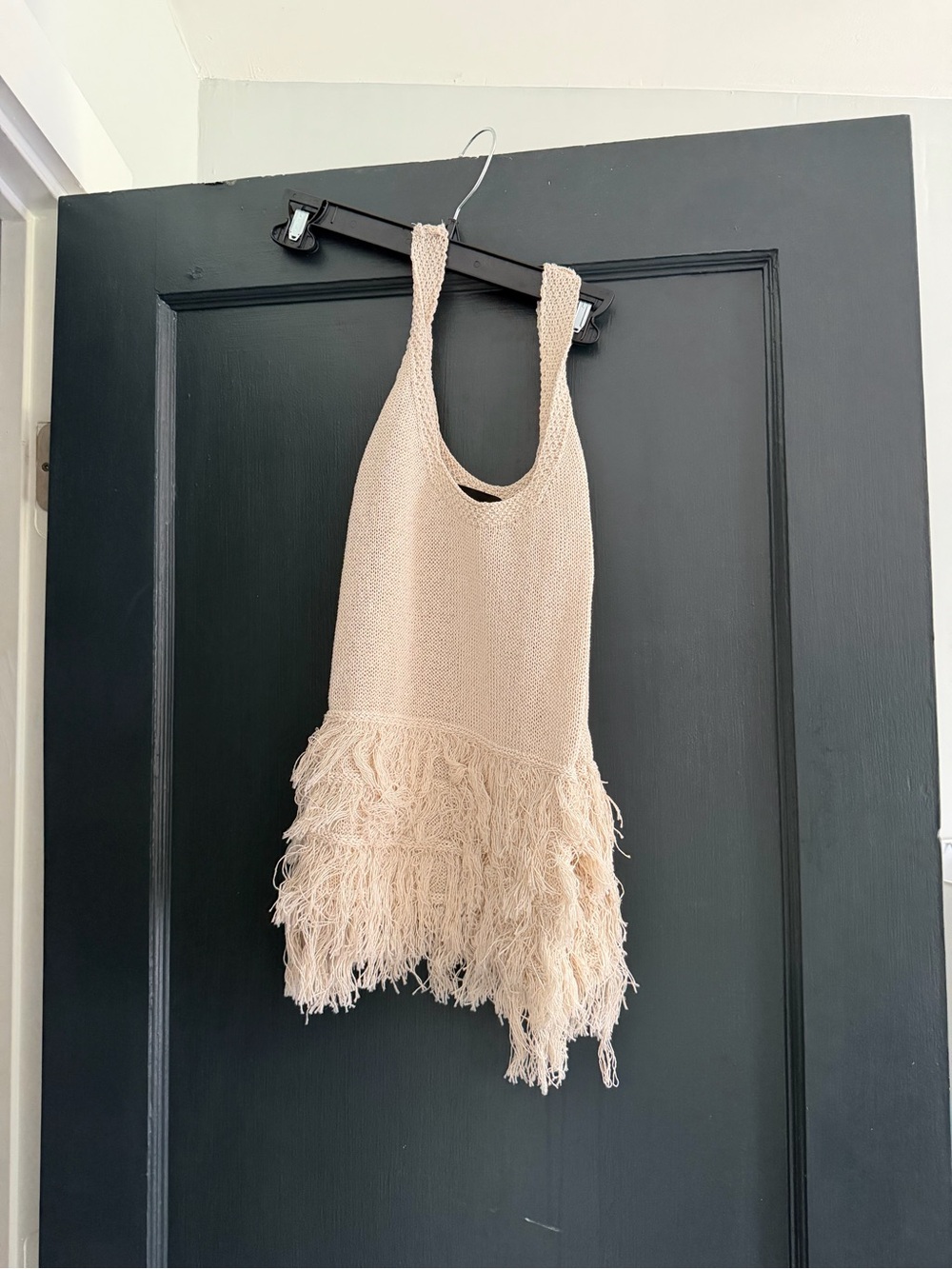 Zara Cream Fringed Knit Tank